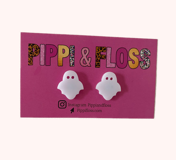 White ghost earrings Halloween