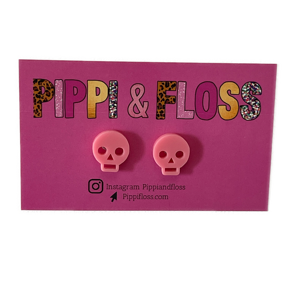 Pink skull earrings Halloween